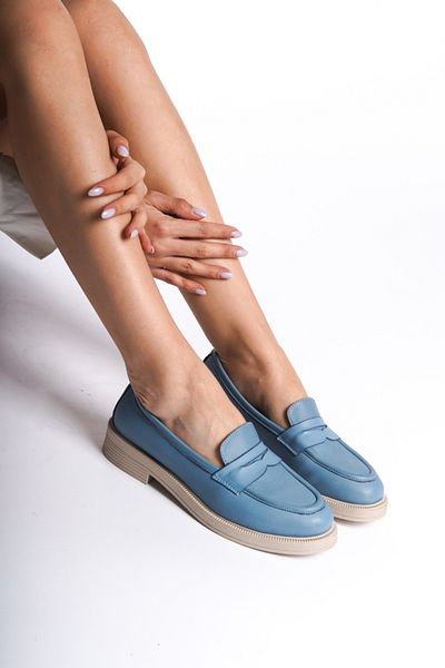 Mubiano Collection Balerini de damă din piele naturală albastru -mcsdd024-m