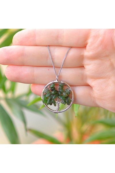 Taş Sandığı Jade Stone Tree of Life Necklace