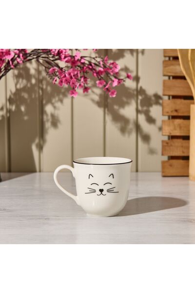 Evidea Kitchen Cat Desenli Kupa - Beyaz - 290 ml