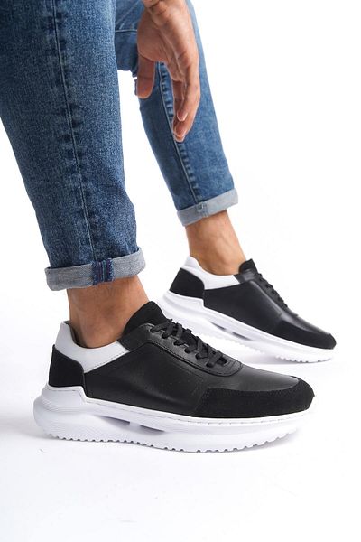 Mubiano Mbkry028-S Men's Genuine Leather Black Sneakers & Sneakers