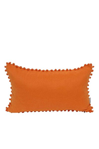 Aisha's Design Plain Rectangular Throw Pillow Cover with Pompom on the Edges,k-110
