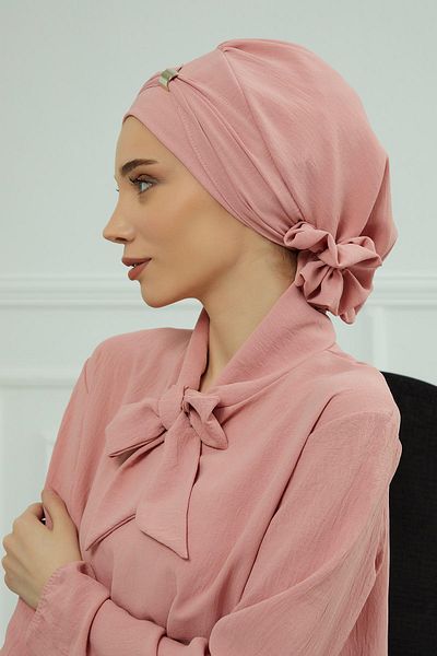 Aisha's Design عمامة جاهزة من قماش Aerobin - مع إكسسوارات، HT-95