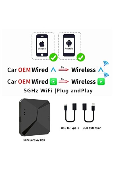 Choice Carplay and Auto New Mini Wired to Wireless 2 in 1 AI Box Carplay 5G Wif & Bluetooth 5.0 Android Aut