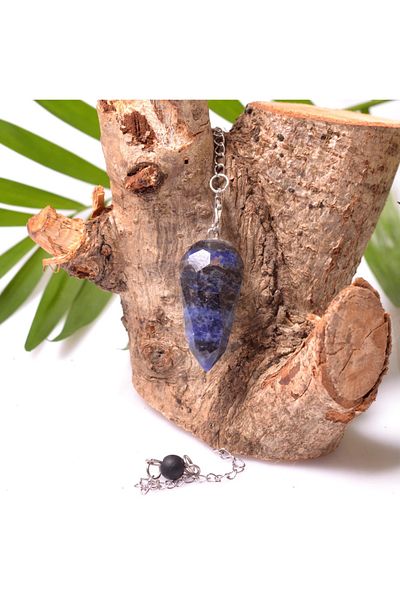 Taş Sandığı Facet Cut Sodalite Stone Pandula - Pendulum