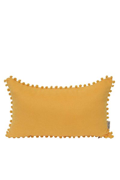 Aisha's Design Plain Rectangular Throw Pillow Cover with Pompom on the Edges,k-110