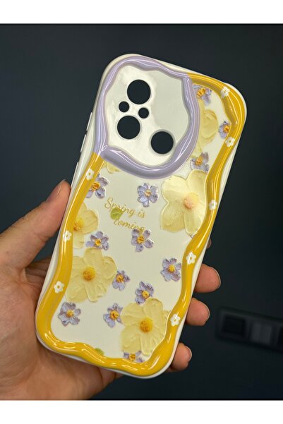 Fibaks Redmi 12C Compatible Case Designed Patterned Camera Protection Daisy Flower Colored Silicone Cover