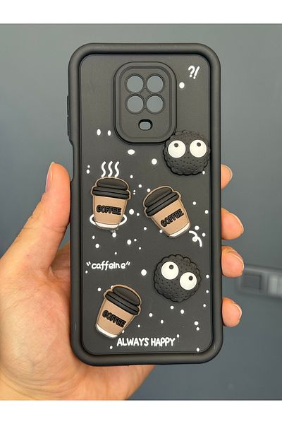 Fibaks جراب Redmi Note 9s/9 Pro بتصميم منقوش مع حماية للكاميرا، لون القهوة، أسود، سيليكون ناعم
