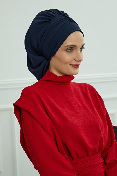 Aisha's Design Aerobin Fabric Ready-Made Turban, Ht-90, Navy Blue