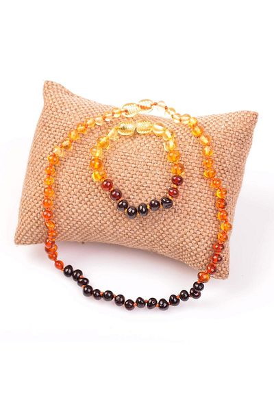Taş Sandığı Yellow Drop Unisex Baby Necklace and Bracelet
