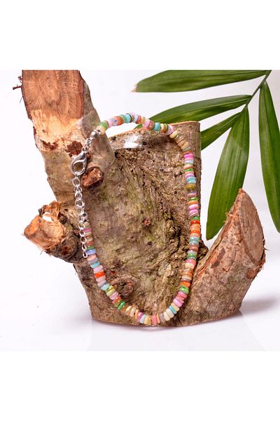 Taş Sandığı Pearl Stone Anklet - 4 mm Colorful Pearl