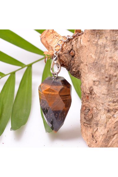 Taş Sandığı Pendulum - Facet Cut Tiger Eye Stone Pandula