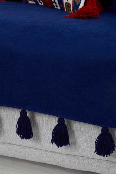 Aisha's Design Tasseled Sofa Cover 90 X 210,Ko-19,Blue