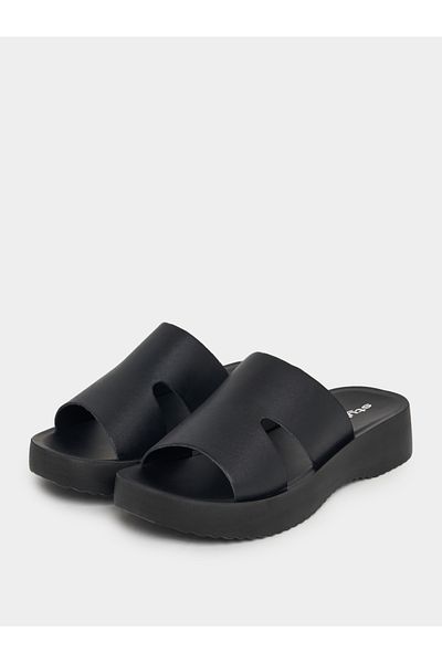 Styli Solid Wide Band Strap Comfort Sandals
