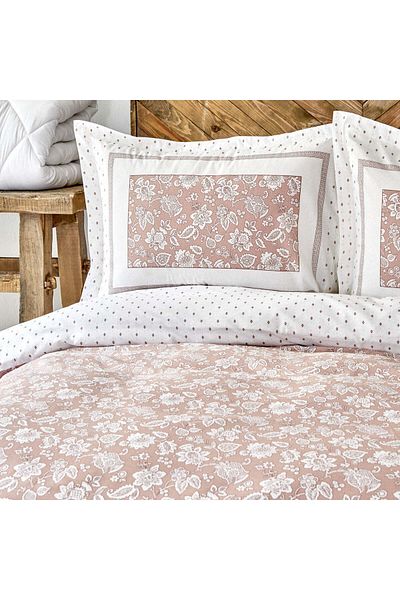 Karaca Home Celerina Pink 100% Cotton Single Fitted Duvet Cover Set