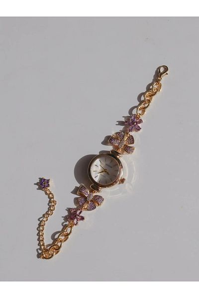 Reorah Collection Lilac Bow Glow Clock-Purple Ribbon Floral Clock