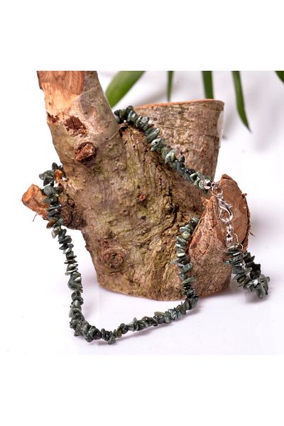 Taş Sandığı Serafinite Stone Unshaped Necklace - Broken Stone Necklace