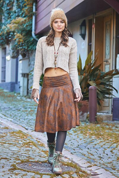 Los banditos Μίντι φούστα με καφέ σχέδιο