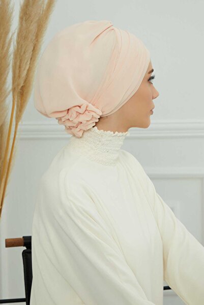 Aisha's Design Chiffon Ready-Made Turban with Accessories,Ht-95S,Ht-95S,Beige