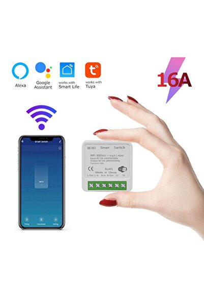 Choice مفتاح واي فاي صغير 16 أمبير، مفتاح ذكي صغير ثنائي الاتجاه للتحكم عن بع...
