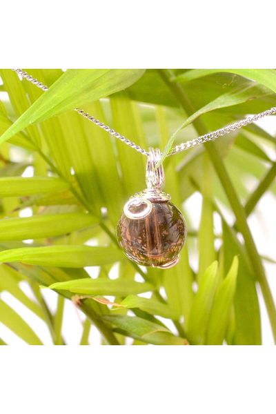 Taş Sandığı Smoky Quartz Stone Necklace - 12 mm