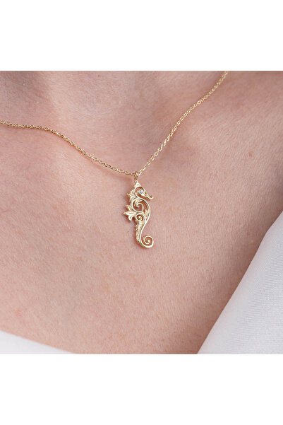 FasekGold Gümüş Kolye - Denizatı Figürlü Modern Tasarım 925 Ayar Gümüş Kolye