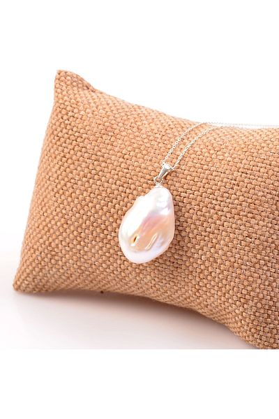 Taş Sandığı Silver Pearl Necklace - High Quality