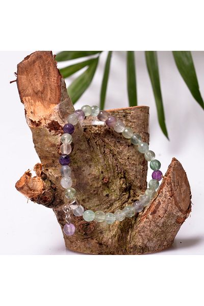 Taş Sandığı Fluorite Stone Bracelet - 6 mm Facet Cut