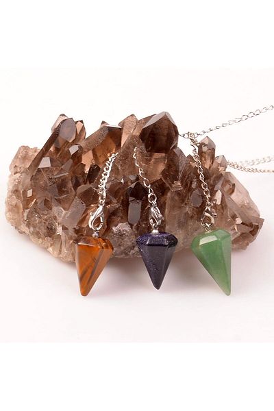 Taş Sandığı Small Size Aventurine - Tiger Eye - Star Stone Pandula - Triple Pendulum Set