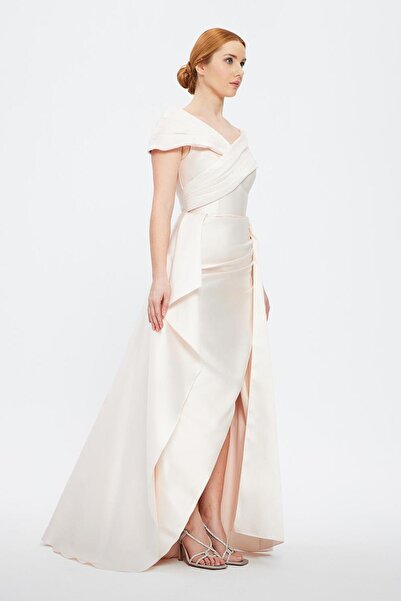 CENGIZ AKTURK Stone Embroidered Slit Long Evening Dress - 1030C