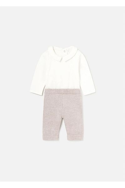 MAYORAL Beige Knitwear Suit for Baby Boy - Set of 3 2516