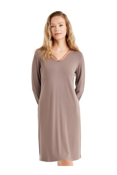 Blackspade Women's Long Sleeve V-Neck Mink Viscous Nightgown C1T2N6O15