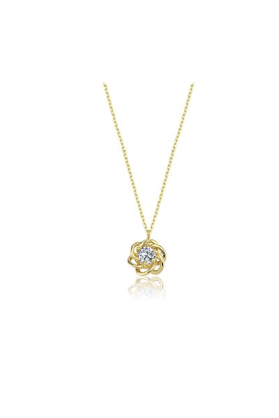 FasekGold Gümüş Kolye - Taşlı Çiçek Gümüş Kolye