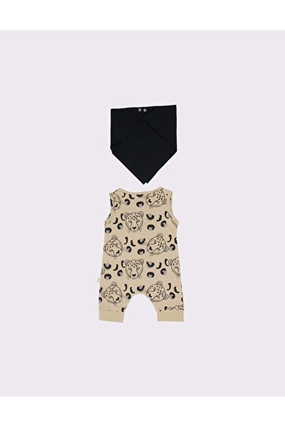 rg kidsstore Unisex Baby Jumpsuit and Neck Collar - Cotton Tiger, Printed