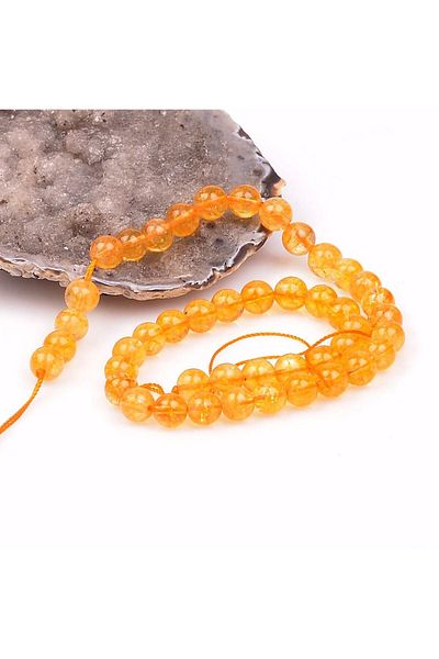 Taş Sandığı 8 Mm Wide Citrine Stone String