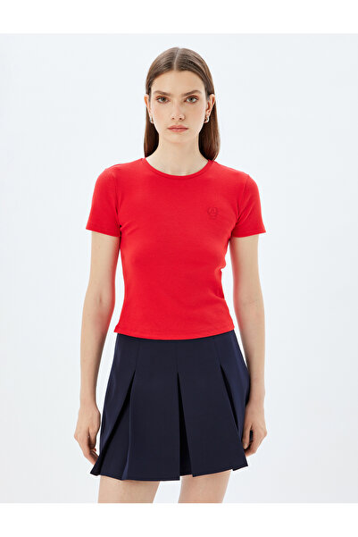 Koton Short Sleeve Crew Neck Cotton Slim Fit Basic Ribbed T-Shirt