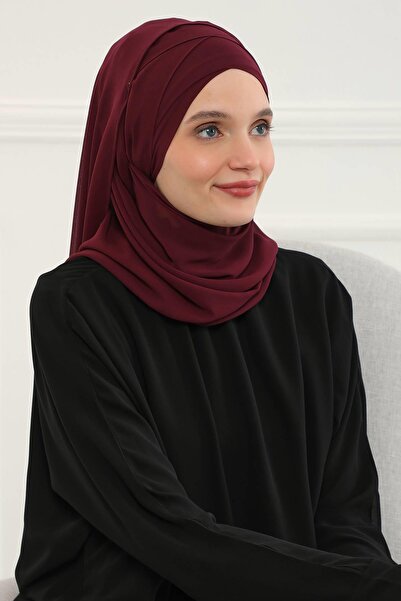 Aisha's Design Πρακτικό σάλι από σιφόν κλασικού σχεδιασμού, CPS-15, CPS-15, μπορντό