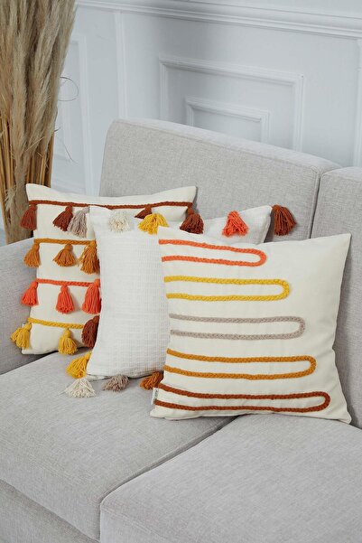 Aisha's Design Throw Pillow Cover - Colorful and Tasseled, K-284