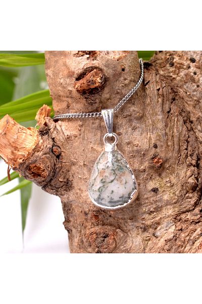 Taş Sandığı Mossy Agate Stone Necklace