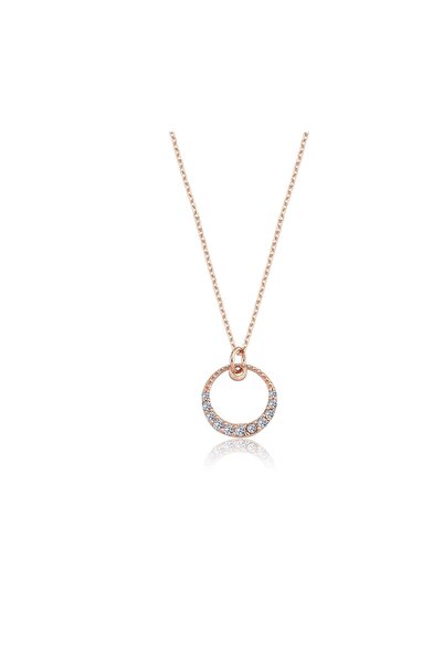 FasekGold Gümüş Kolye - Simenta Yarım Ay Taşlı Modern Tarz 925 Ayar Gümüş Kol...