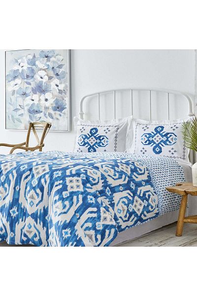 Karaca Home Neos, Set cuvertură de pilota 100% bumbac turcesc, dublu, albastru