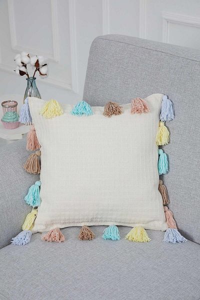 Aisha's Design Colorful Tasseled Throw Pillow Cover,K-284