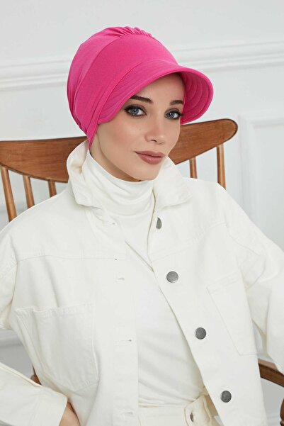 Aisha's Design Siperlikli Penye Şapka Bone,B-73,Fuşya
