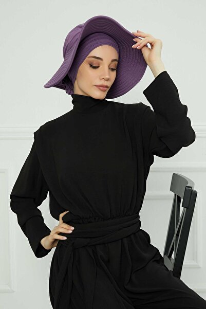 Aisha's Design Αποσπώμενο καπέλο από χτενισμένο βαμβάκι, S-2P, Μωβ