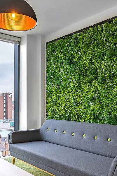 Binbirreyon Lavanta İç Dış Mekan Yapay Çiçek Duvar Dekorasyonu Yapraklı Panel Çit 50x50cm AD073