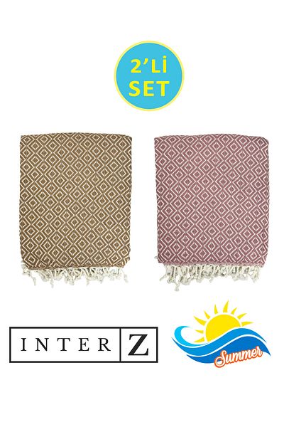 INTER Z Σετ 2 πετσέτες Peshtemal & Beach - 100% βαμβάκι, XXL 90x170cm, Bodrum