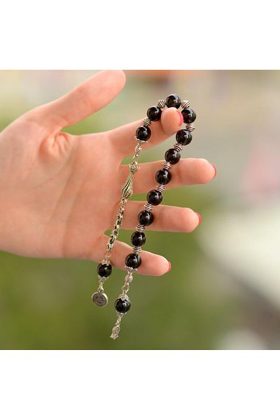 Taş Sandığı Obsidian Stone Zaza Prayer Beads - 10 Mm