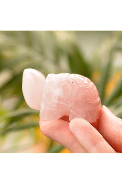 Taş Sandığı Pink Quartz Stone Turtle Figure - 5 Cm