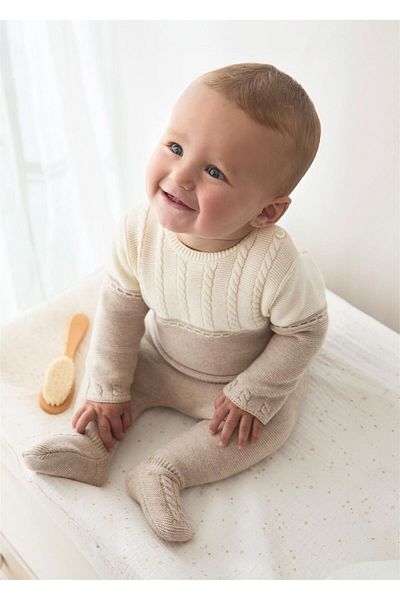 MAYORAL Baby Boy Beige Knitwear Sweater and Leggings Set - 2509