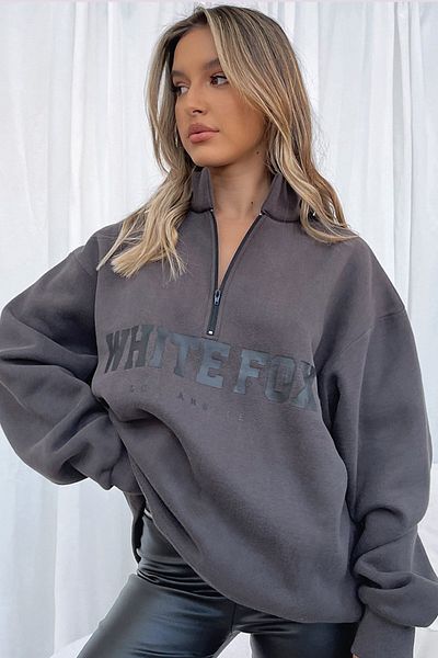 Madmext Sweatshirt mit geräuchertem Reißverschluss und detailliertem Aufdruck Mg1246