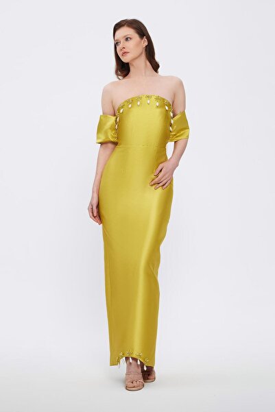 CENGIZ AKTURK Flared Cut Crepe Long Evening Dress - 2028C
